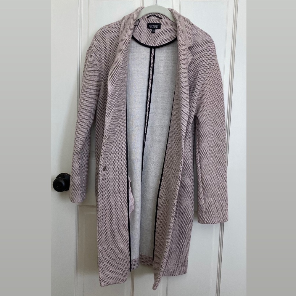Topshop | Textured Knit Coat in Nude • 4 US - Picture 7 of 16